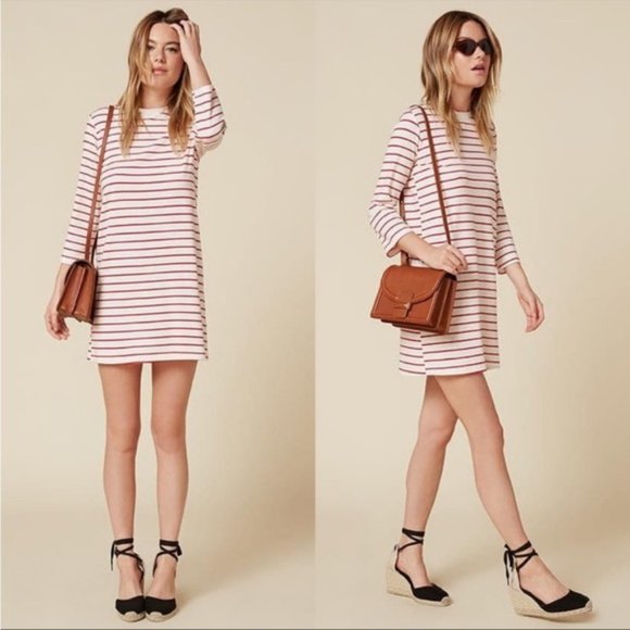 Reformation Benji Ribbed Dress Red and White Stripe - Picture 7 of 7